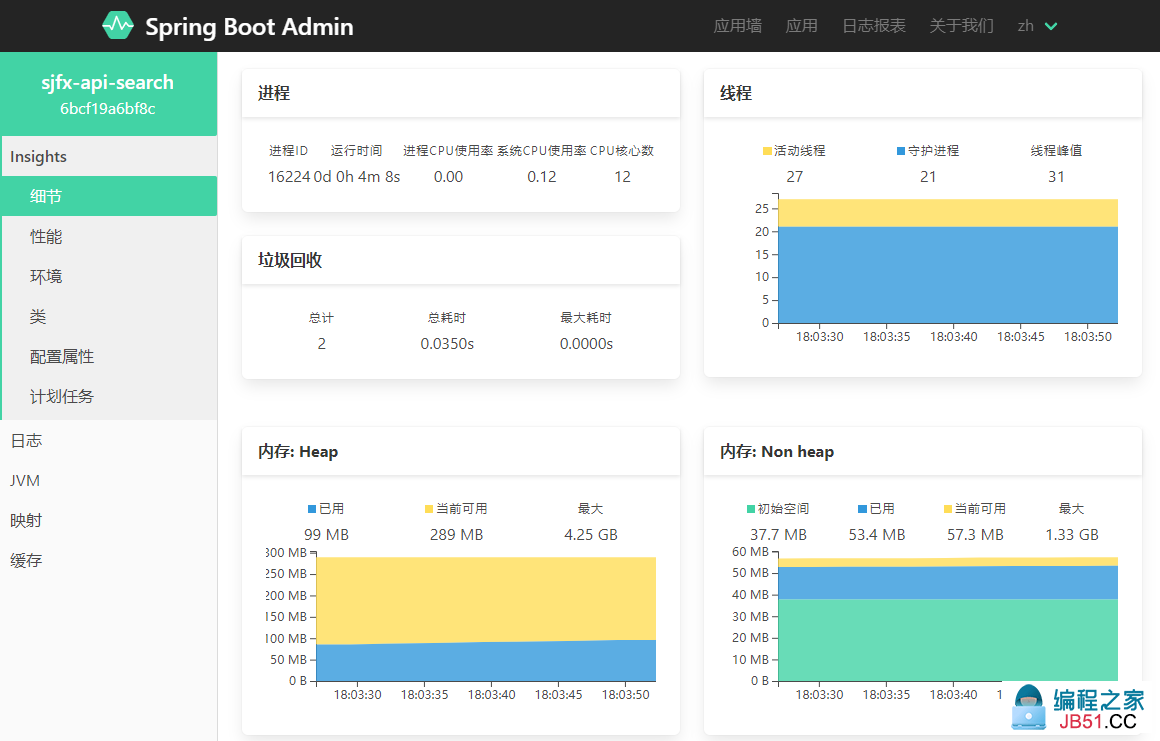Spring Boot Admin Server 监控页面