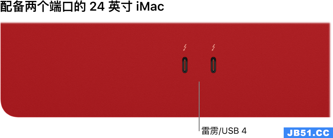 显示两个雷雳/USB 4 端口的 iMac。
